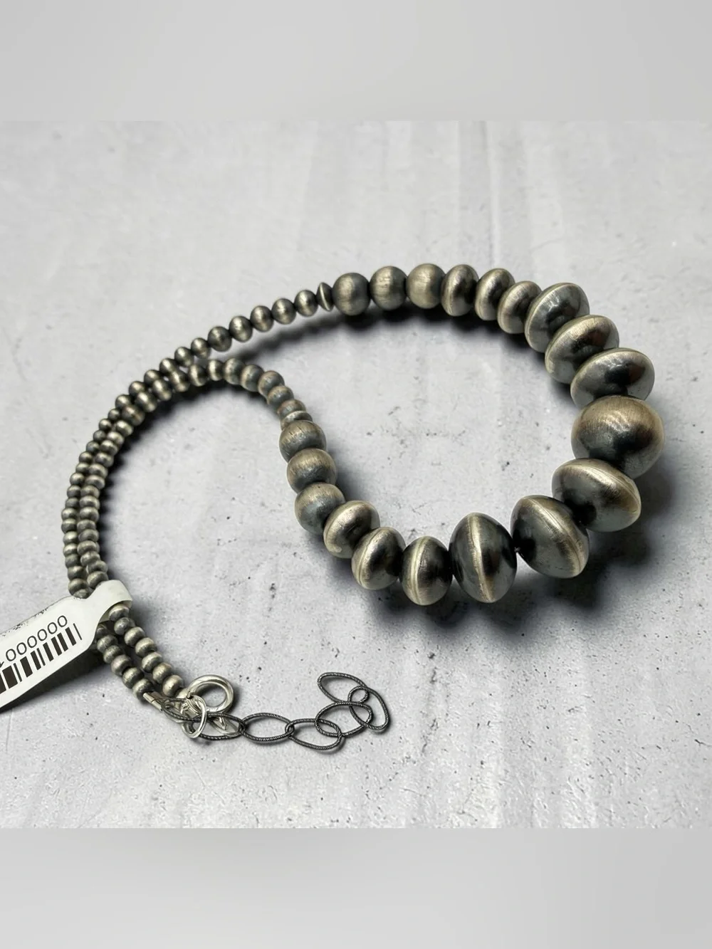 NWT Navajo Pearl Sterling Silver Graduated Bead Necklace 15” + 2” Ext Southwest